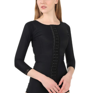 مشد لشفط الدهون للجزء العلوي بأكمام باللون البيج